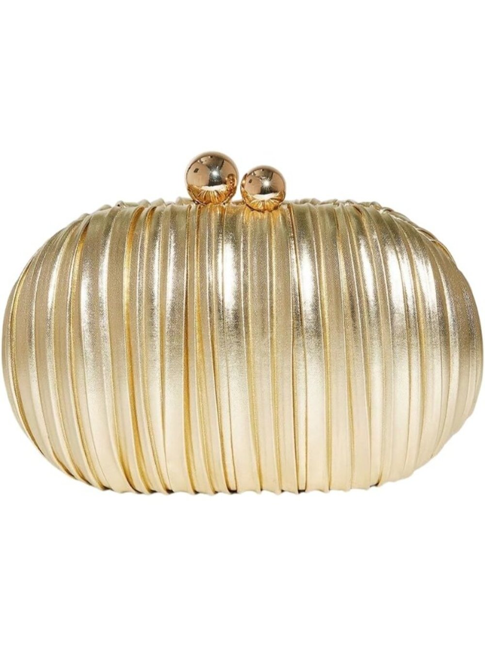 Women's Deep Gold Oval SeaShell Crossbody Clutch Magnetic Purse Soft Evening Bag